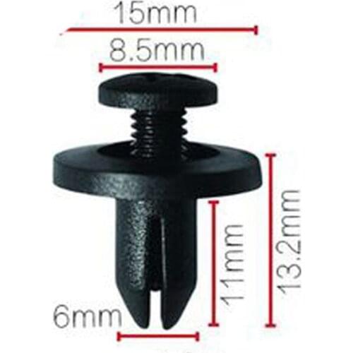 50pcs 6mm Auto Bumper Fastener Clip Hole Rivet Retainer Push Engine Cover Car Door Bumper Cover Fasteners for Honda