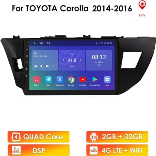 OSSURET 2 Din Android Car Radio for Toyota Corolla 2013 2014 2015 2016 Autoradio Stereo Video 10 INCH Multimedia Player Wifi 4G