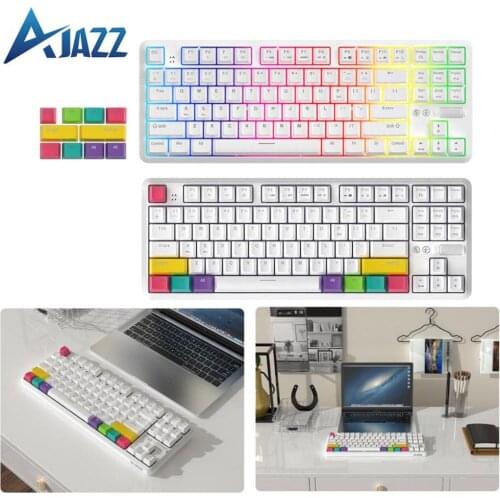 Ajazz K870T Mechanical Keyboard with RGB Backlit Wireless Bluetooth Gaming Keyboard PBT Keycaps 87 Keys