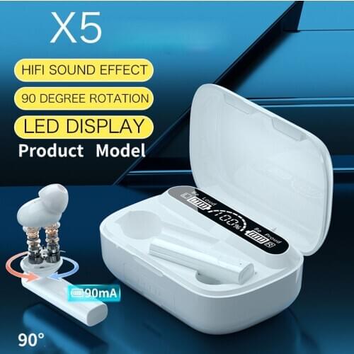 X5 HD Stereo Wireless Earphone Waterproof Headphone V5.0 Bluetooth HIFI Sports Headset With Dual Mic 2000mAh Battery Box