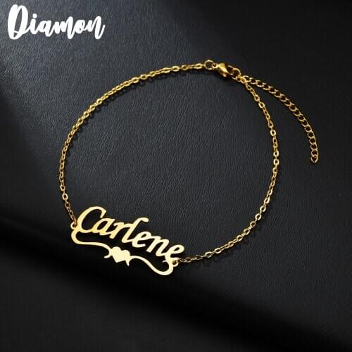 Diamon Personalized Custom Name Bracelet For Women Stainless Steel Charms Handmade Special Design Handwriting Love Bangle Gift