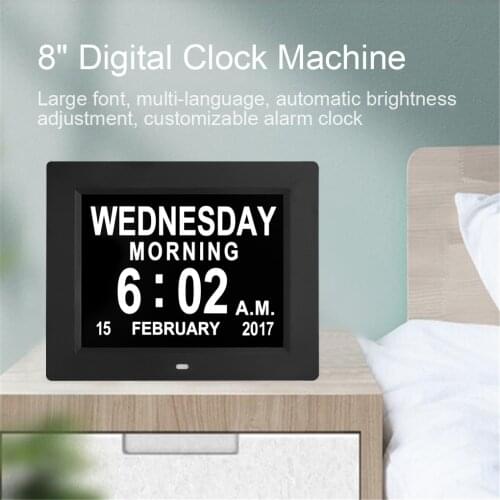 8-Inch LCD Screen Digital Clock Large Font Take Medicine Meal Timing Reminder Clock Multifunction LED Calendar Day Alarm Clock