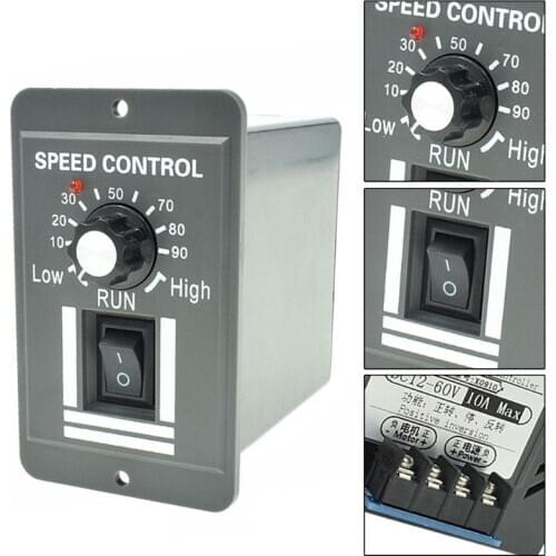 DC 12V-60V 10A PWM Motor Speed Controller Reversible Switch Regulator