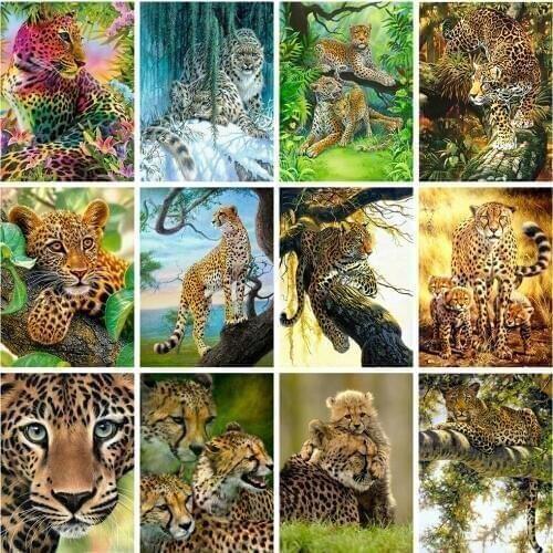 Evershine 5D DIY Diamond Painting Leopard Mosaic Diamond Embroidery Full Square Drill Animal Cross Stitch Kit Home Decoration