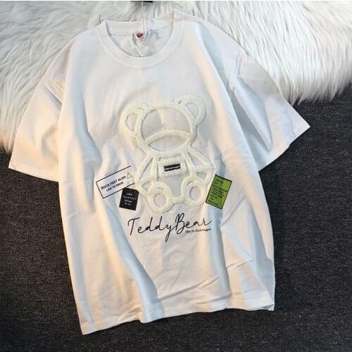 T-shirt Summer Short-Sleeved Round Neck Mens Fashion Loose Cotton All-match Style INS Lovers Student BF