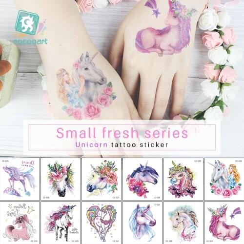 Individuality Badge Unicorn Design Body Art Water Transfer Waterproof Temporary Tattoo Stickers For Women Fake Tattoos