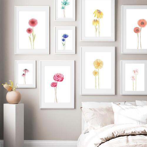 Colorful Dandelion Tulip Lotus Daisy Wall Art Canvas Painting Nordic Posters And Prints Wall Pictures For Living Room Home Decor