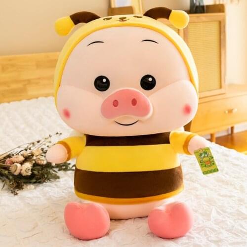 Cute bee piggy plush doll kawaii cross dress piggy plush pillow home office decoration holiday gift