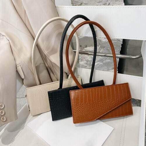Fashion Alligator PU Leather Handbag Totes for Women Lady Elegant Underarm Shoulder Bags Solid Color Travel Clutches Purse
