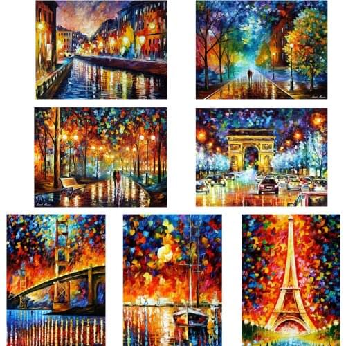 Adult 5D Diamond Painting Toolkit Square Diamond Mosaic Art DIY Diamond Embroidery Landscape Paris London New York Art Mural