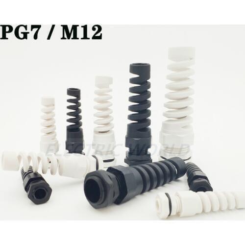 Nylon Cable glands 100pcs PG7 waterproof cable connectors thread gland rubber wiring conduit Anti-bending plastic cable sleeve