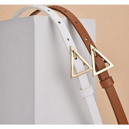 New style triangle buckle thin belt womens decorative dress Korean fashion style matching jeans belt simple tren