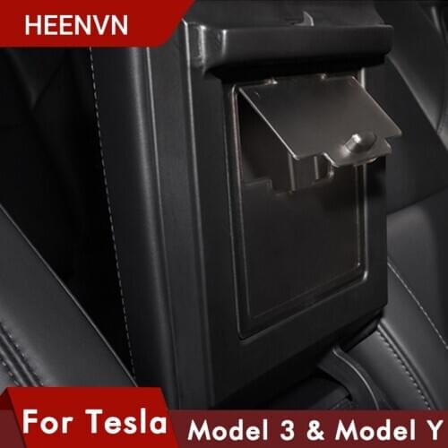 Heenvn Model3 Car Privacy Box For Tesla Model 3 Y Accessories Armrest Cover Hidden Storage Box For Tesla Model Three Accessory
