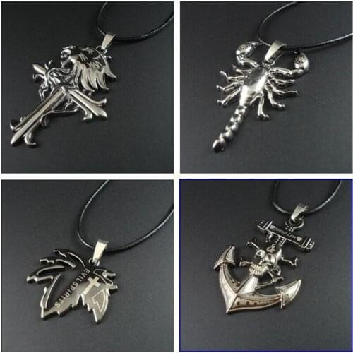 Punk Vintage Scorpion Skull Fish Bone Cross Bible Crucifix Necklaces Pendants Leather Cord Necklace Men Statement Necklace Women