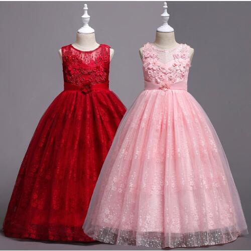 First communion dresses for Girls Wedding Evening Party Princess Lace Tulle Dress Frocks Costumes vestidos 6 8 10 12 14 16 Years