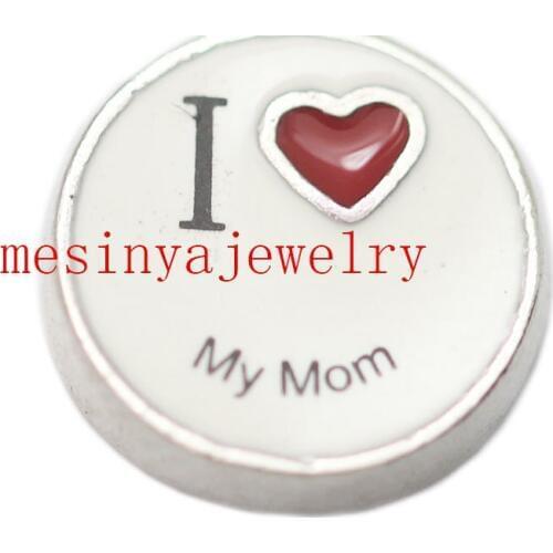 10pcs Mesinya I Love My Mom Find My order Custom Floating Charms for Glass Locket Pendant