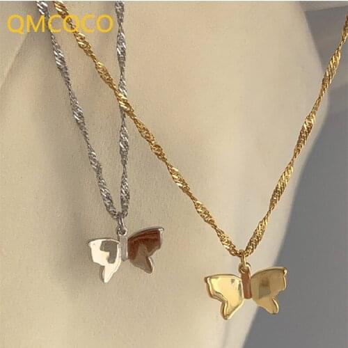 925 Silver Butterfly Pendant Necklace 2021 New Trendy Knit Necklace For Women Temperament Clavicle Chain Simple Jewelry Gifts