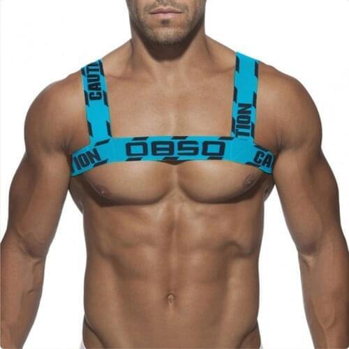 Sexy Mens Chest Strap Nylon Spandex Solid Color Male Elastic Shoulder Straps Muscle Men Party Carnival Decoration Gay 2021
