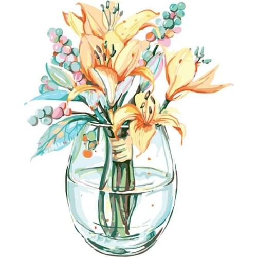 Lily Painting On Canvas For Adults Oil Picture By Number DIY Craft Kits Coloring Drawing Acrylic Paint By Number Home Decor Art