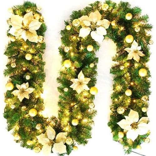 Christmas Decoration Rattan 2.7m Artificial Flower Green Vine Garland New Year Dinner Party Table Decors