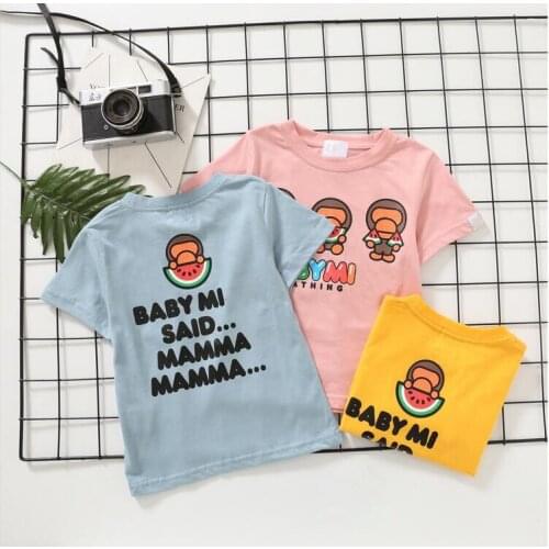 New Kids Boy Girls Cartoon Animal Eating Watermelon Pattern Printed Shirt Summer Short Shirts Tops Tee Children Clothes