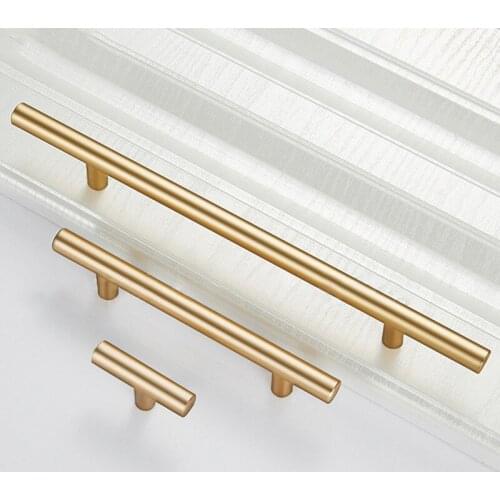 Modern Gold Kitchen Door T Bar Straight Handle Knobs Cabinet Pull Diameter 10mm Stainless Steel Handles Furniture Handle