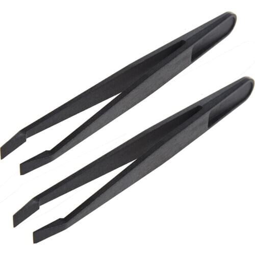 SODIAL(R) 2 Pcs Anti-Static Flat Tip Tweezers Electronic Repair Tool