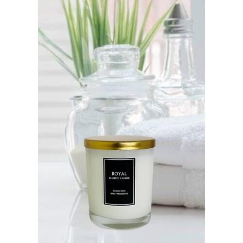 White Soap Scented - 180 gr - Metal Lid - White Glass Candle Gift Household Products Decorative Candles