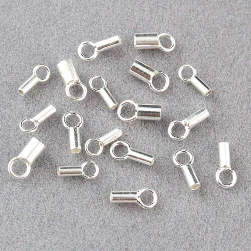 20pcs Genuine 925 Silver Tubes,Hole 1mm 1.5mm 2mm 925 Sterling Silver End Tube, End Cap For Necklace Cord Diy Jewelry Finding