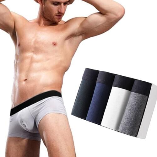 4pcs/lot Boxer Men Cotton Panties Underpants Man Boxer Solid Breathable Comfortable Underwear Man Boxers Black Underpants Male