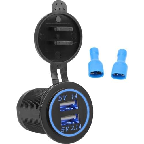 For Auto Marine Motorcycle Truck Universal Waterproof LED Light Power Socket 3.1A Outlet Adapter Dual USB Charger 12-24V
