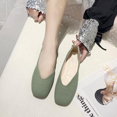 2020 Spring Women Casual Flat Shoes Slip on Flat Loafers Square Toe Shallow Ballet Flats Shoes Ballerina Flats Zapa U19-90