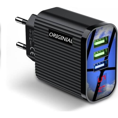 Digital Display Phone Charger 3 Port USB 3A Max Smart Fast Charger Travel Wall Charger Adapter For iPhone Samsung Xiaomi