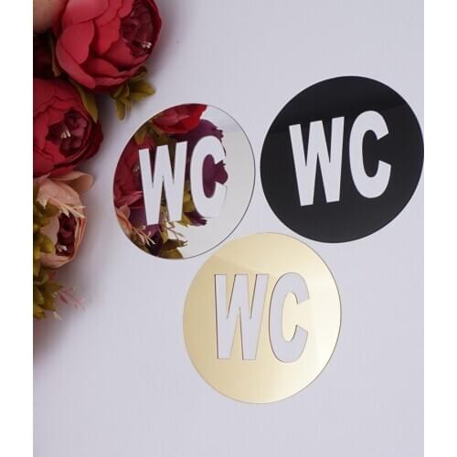 1 pcs WC door Sign Mirror Wall Stickers Self-adhesion Acrylic Sticker for Home Decoration