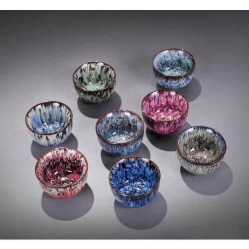 2pcs/set Kiln Change Tianmu Glaze Teacup Tea Bowl 50ml Ceramic Single Tea Cup Kungfu Tea Set Kitchen Drinkware