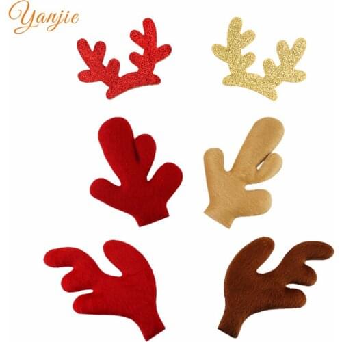 20pcs/lot 2020 New Christmas Deer Antlers Felt Pads Red/Gold European Kids Trendy DIY Hair Accessories Party Decoration Femme
