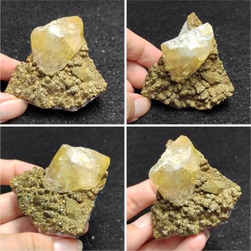 22.3gNatural yellow solution and pyrite symbiosis home decoration healing energy decoration ornaments