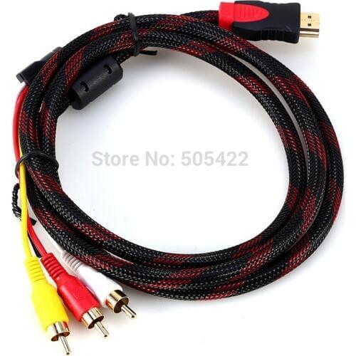 30pcs/lot New 5FT 1080P Brand New HDMI Male to 3 RCA Video Audio AV Cable For HDTV DVD 1.5M