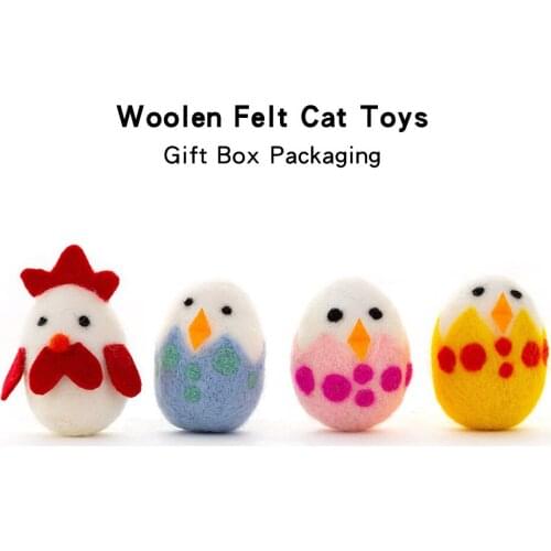 6pcs/Lot Egg Shaped Wool Ball Toys for Cats Gift Box Handmade Kitten Chew Toys Intelligence Bite Resistant Pet Accessories