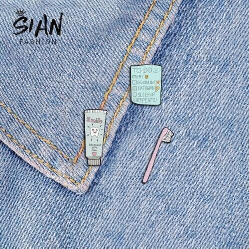 SIAN Daily Supplies Toothpaste Toothbrush Pin Brooch Acrylic Pin For Kids Gift Cute Jewelry Cartoon Badge For Clothes Decoration