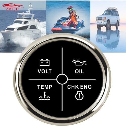 52mm Digital 4LED Alarm Gauge Meter Volt Oil Pressure Water Temperature Engine Alarm 9-32V Red Backlight For Car Auto Boat Yacht