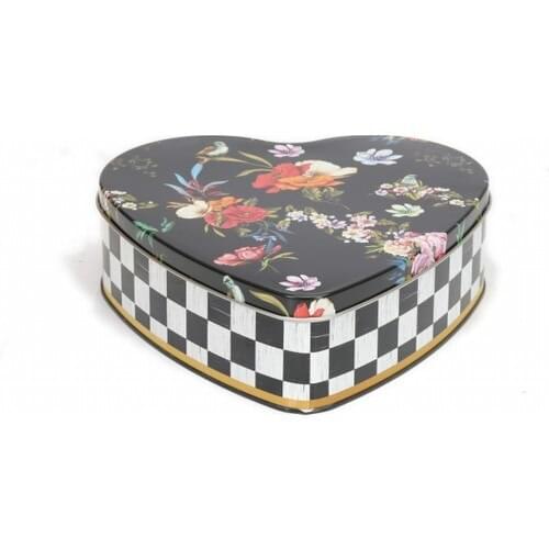 Flower Pattern Metal Storage Container Heart Flat Cover 2,15 Lt Aid Home Accessory Luxury 2021 Gift Dear