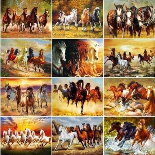 Evershine Full Square Round Diamond Painting Horse Animals Diamond Embroidery Cross Stitch Rhinestone Mosaic Art Home Decoration