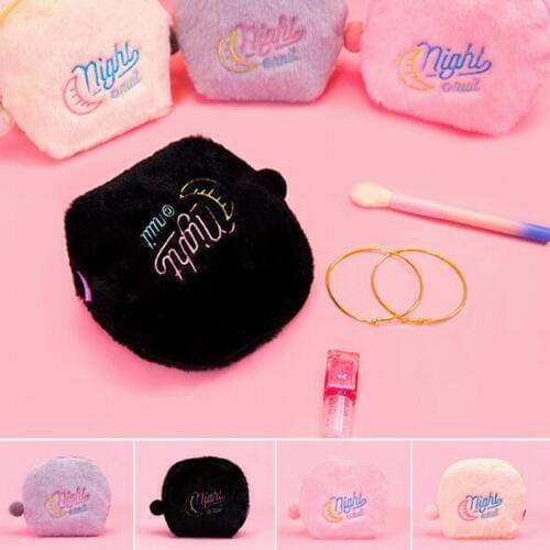 Ins Hot Maiden wind Cosmetic Case Harajuku Style Shell Handbags Make Up Girl Plush Shinning Organizer Pouch Purse Bags