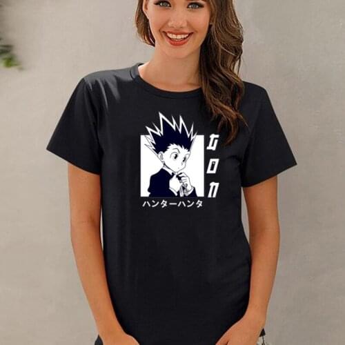 Kawaii Hunter X Hunter Gon Freecss Womens Tshirt Cute Anime Neferpitou Funny Cartoon Tops Summer Cotton Manga Harajuku Tee