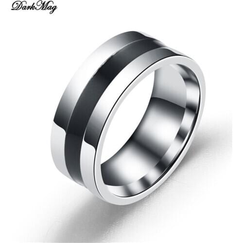 DarkMag 8mm Tungsten Caribde Rings for Men Women Wedding Engagement Bands Black Fiber Inlay Smooth Edges Comfort Fit