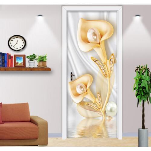 Creative DIY 3D Jewelry Flower Wall Painting Living Room Bedroom Door Decoration Sticker Mural Waterproof Wall Decals Wallpaper