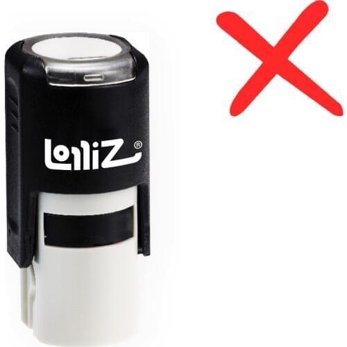 LolliZ Cross Sign Round Self-Inking Stamp, Teacher Stamp W/Lid, Laser Engraved Rubber, RED