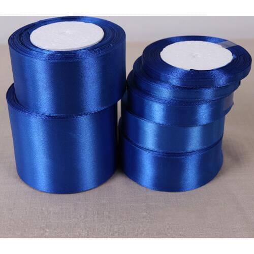 Royal Blue Silk Satin Ribbons 6-10-15-20-25-38-50mm Single Face Satin Ribbons Wedding Christmas Halloween Gift Wrapping Ribbons
