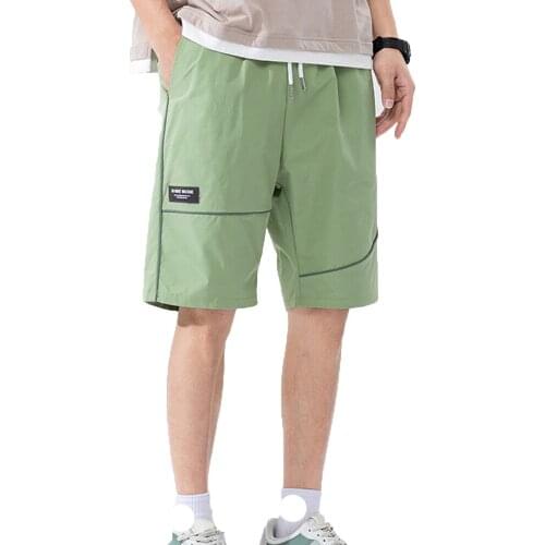 ERIDANUS Summer New Casual Shorts Men Trendy Loose Long-leg Solid Color Straight-leg Tether Mens Five-point Pants Male MKD078
